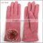 ladies fashion pink woolen hand gloves manufactory