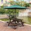 outdoor wooden beer garden table and bench