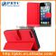 Set Screen Protector And Case For Iphone 5 , Red Hexagon Pattern PU Leather Phone Case