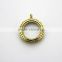 Fashion 25mm Round Gold 316L Stainless Steel Screw Glass Floating Charms Locket With Rhinestone