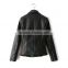 2015 Ladies full dimond stitching smart black PU leather jacket