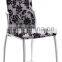 L815 NEW 3 pc Glass Dining Set Table With 6 Black Faux Leather Chairs Chrome Steel