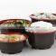 Round red black food grade plastic to go bento box