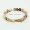 KJL-0102 Fashion Jewelry Crazy Agate Beads Charm Gold Tube Bracelet,Men Natural Stone Elastic Rope Stretch Jewelry