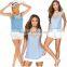 JPSKIRT1605470 Elegant Cute Girls Cotton Deep Blue Shirt