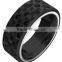 Top grade black tungsten carbide ring carbon fiber inlay stainless steel ring men