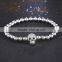 Anil Arjandas Men Macrame Skull Zircon Micro Pave CZ Beads Disco Balls Bracelet