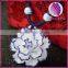 Chinese Craft Ceramic Pendant and Handmade Knitted Necklace Rose Flower