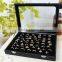 Black Wooden Leather Jewelry Display Stand Ring Tray