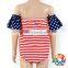 4th Of July Baby Clothes Romper Stripe And Star Flutter Sleeve Cotton Rompers One Piece Girl Jumpsuit