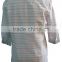 Stripe Cotton-poly Fabric with Round neck Button pocket Ladies 3/4 sleeve Blouse Design
