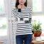 wholesale small to xlarge ladies trendy cotton long sleeve striped t-shirts