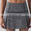 2017 OEM logo seam women yoga shorts with outside skirt