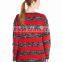Women Grey Sweater Penguin Pattern Christmas Pullover Sweater