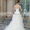 ED Simple Strapless Heavy Ruffles Pleating A-line Ankle Length Organza Lace Up Wedding Dress