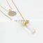Gold Quartz Pendant Necklace Large Disc Necklace Monogram