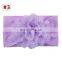 Baby Girl Nylon Headband with big chiffon flower Kids Solid Color hair bands 12Colors