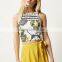 Yellow print summer fashion ladies girls sleeveless wholesale bulk crop top