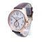 Stainless Steel Case Multi-function Watches Genuine Leather Dual Time Quartz Man Watch