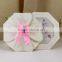 2016 new arrival cheapest flower shape wedding cards with colorful ribbon