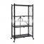 4 Tier Heavy Duty Foldable Metal Rack Garage Kitchen Storage Shelving Unit Wheels Moving Easily Organizer Shelves Holder