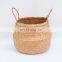 Tribal Orange & Natural Seagrass Belly Basket Plant Holder Storage Basket Decor Home Wholesale
