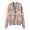 Custom Color Stripe 100% Cashmere Women's Knitted Cardigan Whole Knitted Sweater