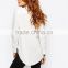 2016 Summer Long Sleeve 100% Cotton Casual Ladies White High Low Shirt