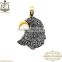 925 Sterling Silver Eagle Animal Charm Pendant, 14K Gold Diamond Pendant, Ruby Gemstone Designer Animal Pendant, Handmade Charm