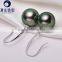 black perfect round tahitian pearls 9mm hoop earrings for women