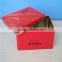 Red rectangular chinese tea storage tin