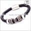 Wrap Braided Leather Mens Skull Bracelet Jewelry Gift with Magnetic Stainless Steel Clasp