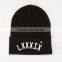 Promotional Black Beanie Winter Hat/Wholesale Knitted Embroidered Beanie