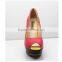 Peep toe red women wedding shoes