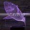 239-Shark Fish Living Shape 3d Optical Illusion Led Lamp Colorful Night Light Decor Desk Lamp Touching For Button