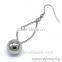 polish ball stainless steel chain hanging earrings