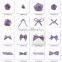 newest purple standard bowknot shape set beads party ribbon bowknot