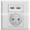 Highest quality output current 2.1A plug socket with double usb USB Wall Socket EU