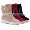 Round head flat bow boots low price leather snow boot