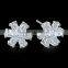 Elegant white cubic zircon stud earring flower design white gold plated jewelry