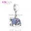 S293 Globalwin Silver Fish Animal Charm Zirconia Charm For Making Bracelet