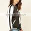 Classic Black and White Patchwork Zipper up Hoodie Girls Baseball Jackets