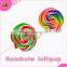 Halal Cheap Rainbow Fruit Flavour Swirl Round Flat Lollipop Candy