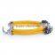 Genuine Polished Stingray Skin Leather Magnetic Bracelet Yellow with Silver plated lion head, men's bracelet