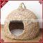 Cat product wholesale flexible handles design natural straw woven cat bed