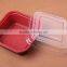 Red square plastic fruit packaging food box with clear lid