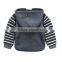 Striped Sleeve Thicken Warm Boys Winter Hoodie