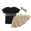 Latest design children wear summer outfit kids fashion skirt with cotton top pettiset for wholesale
