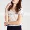 MGOO Custom Made 100% Cotton Embroidered Sleeeves T Shirt Women Deep V Neck Plain T-shirts