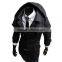 Hot sale cotton and polyester mixed stand collar with hat black and gray 4 size for choice woolen men coat clothing
